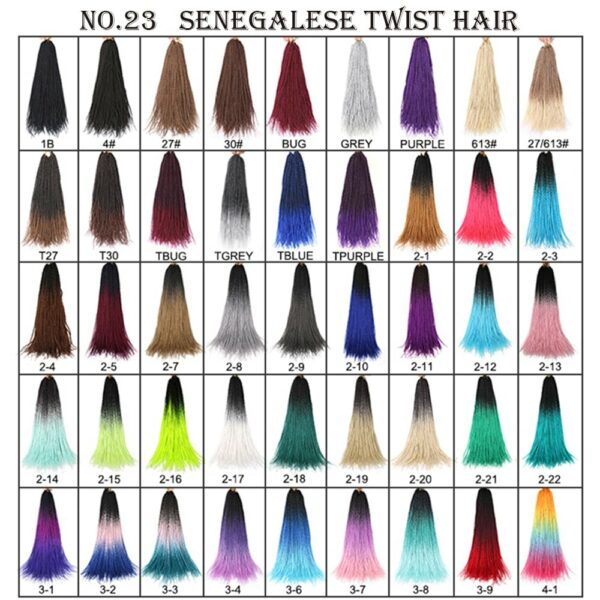 Senegalese Twist Hair all chart